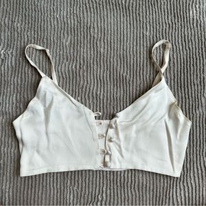 JEU ILLIMITE SILK IVORY BUTTON CROP TOP BRALETTE